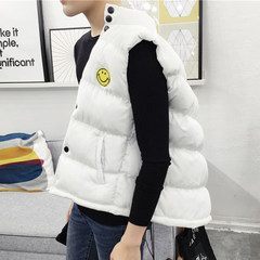 Waistcoats in autumn and winter coat youth size slim thickened tide padded coat Korean students down vest 3XL white