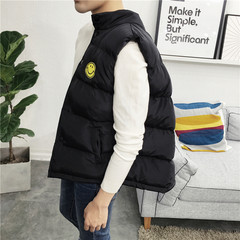 Waistcoats in autumn and winter coat youth size slim thickened tide padded coat Korean students down vest 3XL black