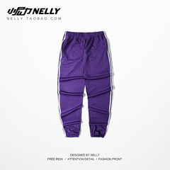 Europe and the United States high street casual pants trendsetter your boy TT purple rod ankle banded pants jogging pants pants men and women hip hop 3XL Dark purple