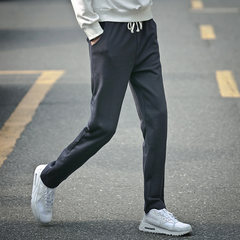 Thick and loose men's sports pants, straight cylinder pants, big knitted long pants, long pants in autumn and winter 3XL The spring section - Navy