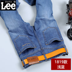 Men's jeans trousers, men's winter plush, thickening autumn elastic, leisure, straight cylinder, loose autumn and winter tide Collection Plus shopping cart priority delivery 1819 blue - Routine