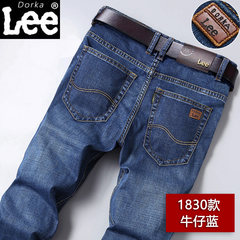 Men's jeans trousers, men's winter plush, thickening autumn elastic, leisure, straight cylinder, loose autumn and winter tide Collection Plus shopping cart priority delivery 1830 denim blue - regular