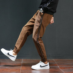 The fall of men's casual pants winter corduroy thickening trend upon pants pants men loose close foot Haren 3XL Brown K241