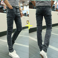 Men's black jeans, men's straight, slim feet, men's pants, men's pants 28 yards (2.16 feet) Black grey pants + black grey trousers