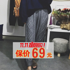 2017 Korean students all-match significantly thickened thin pants knitted upon Haren pants female winter fat mm nine pants tide S White [trousers thicken]