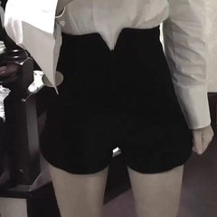 NINASTUDIO [shipping] new slim waisted shorts elastic S Black (four seasons to wear)