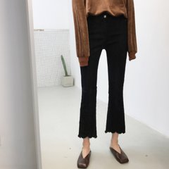 Autumn Korean thin waist micro female all-match irregular loose jeans trousers, casual pants pants nine S black