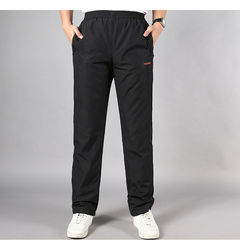 Men's casual pants loose trousers size elderly father old warm pants male winter wear thick 3XL Black / red label