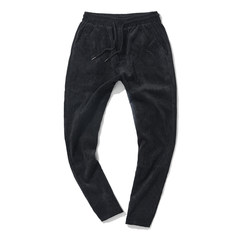 The Korean version of the autumn and winter men's casual pants Haren pure corduroy slacks simple all-match male pants trend 3XL black