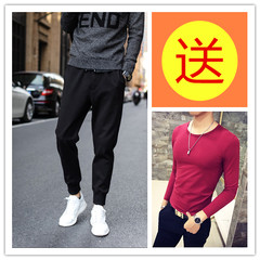 In autumn, the Korean big stretch, Haren pants, stretch pants, baggy pants, casual pants and long pants 2XL code [135-150 Jin] Leather rope + Bordeaux [and] long sleeved cashmere