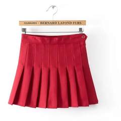 2017 new female summer skirt pleated skirt waist slim skirt A A-line skirt student anti body skirt XS Light wine red