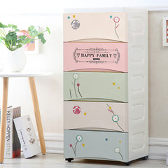 Drawer type storage cabinet, 5 layers plastic lockers, storage cabinet, shoe cabinet, baby and children storage cabinet 38 wide floral stickers [model] seal 5 layer