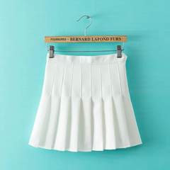 2017 new female summer skirt pleated skirt waist slim skirt A A-line skirt student anti body skirt XS Beige