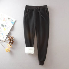 Autumn and winter lamb cashmere pants size plus cashmere sport pants pants trousers show thin pants Haren Wei 3XL Black Edition