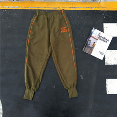 Hong Kong Chinese wind wind street casual pants trendsetter Bodhi embroidery men and women hip-hop ankle banded pants pants feet S Army green