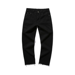 @ Hong Kong Style male Korean fashion men's black casual pants, autumn nine point pants, youth straight cylinder broad leg trousers S black