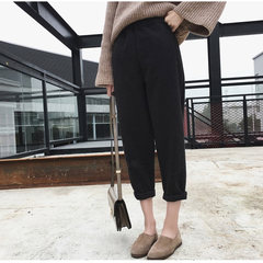 In the autumn of 2017 new Korean female winter wool pants feet radish Haren pants nine all-match loose pants S Dark grey