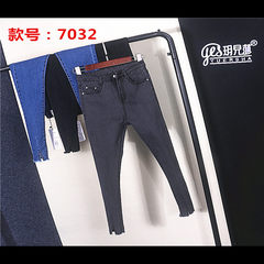 Korean winter tight elastic all-match feet thin waist jeans girl pencil pants pants nine black pants Twenty-five 7032# dark grey