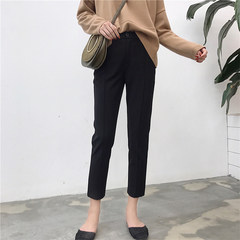 Nine straight pants fall 2017 all-match waist Slim New Korean cigarette pants female Harlan suit S black