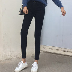 Autumn Korean women slim slim waisted jeans all-match color pencil pants tight pants pantyhose S black