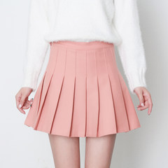 The student wool pleated skirt skirt culotte a word skirt 2017 Korean mini skirt, autumn and winter XS Tangerine Pink