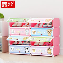 Cardamom cartoon shoes cabinet, resin shoes rack, dustproof multilayer, modern simple children assembly, simple dormitory economy type 2 rows and 4 layers of powder