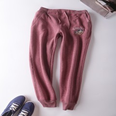 [daily specials] winter Korean version plus cashmere thickening sports pants loose big yards, leisure thin slim foot pants XL 125-145 Jin Wine red winter velvet