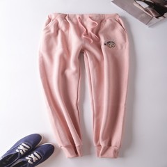 [daily specials] winter Korean version plus cashmere thickening sports pants loose big yards, leisure thin slim foot pants XL 125-145 Jin Pink Winter velvet