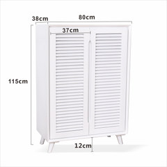 All solid wood shoes cabinet, modern pair door shutter, air door cabinet, large capacity oak shoes cabinet Assemble White double door 80CM