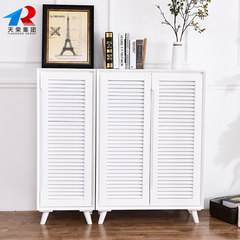 All solid wood shoes cabinet, modern pair door shutter, air door cabinet, large capacity oak shoes cabinet Assemble White combination 80CM+40CM