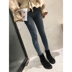 2017 new Korean Hong Kong flavor only jeans female students show thin autumn high waist pants nine pencil pants S Fringed jeans
