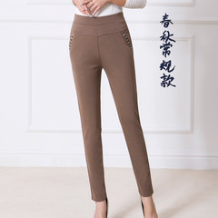 Old mother dress pants pants trousers autumn and winter middle-aged women's cashmere thickened Leggings straight jeans 3XL large size (120-150 Jin) Spring and autumn style Khaki Drills