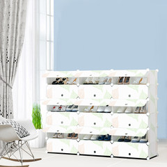 Simple shoe cabinet, economical dustproof, creative multilayer assembly, plastic reinforcement, modern simple silk shoes rack Assemble 3 rows of 6 layer maple leaves