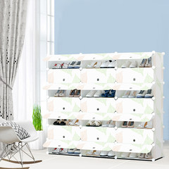 Simple shoe cabinet, economical dustproof, creative multilayer assembly, plastic reinforcement, modern simple silk shoes rack Assemble 3 rows of 7 layer maple leaves