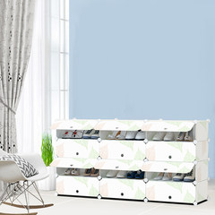 Simple shoe cabinet, economical dustproof, creative multilayer assembly, plastic reinforcement, modern simple silk shoes rack Assemble 3 rows of 4 layer maple leaves