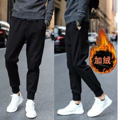 A thin section of two bars of Korean female students sports Pants Slacks all-match autumn pants nine leisure size Guardian pants 3XL Suede rope