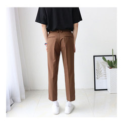 Male shop and Korean black skinny slim casual pants nine British suit small straight jeans M Coffee