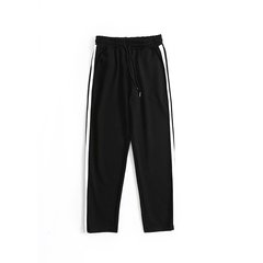 Korean young men's sports pants, pants, winter stripes, casual pants, self cultivation, Haren's pants tide 3XL black
