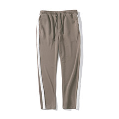 Korean young men's sports pants, pants, winter stripes, casual pants, self cultivation, Haren's pants tide 3XL Long coffee