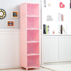 Thickening 40cm crack cabinet, plastic can flip transparent kitchen cabinet, clothing, shoes shelves Pink [transparent cover] 2 layer