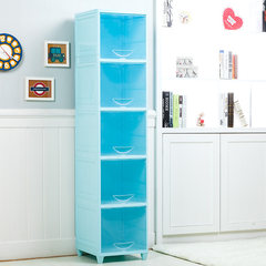 Thickening 40cm crack cabinet, plastic can flip transparent kitchen cabinet, clothing, shoes shelves Sky blue [transparent lid] 2 layer