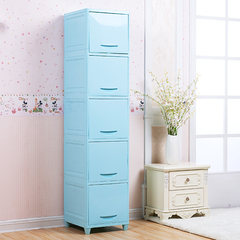 Thickening 40cm crack cabinet, plastic can flip transparent kitchen cabinet, clothing, shoes shelves Sky blue 2 layer
