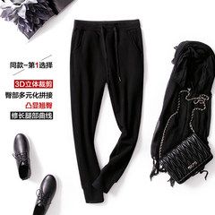 Winter sports pants female Korean students relaxed casual pants Harajuku 2017 new trousers with thick Haren cashmere pants S Black and cashmere thickening 902-1 solid color