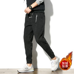 The trend of pants in the autumn, baggy pants, corduroy pants, loose students, teenagers, Haren casual pants 3XL 605 Black Cashmere