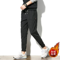 The trend of pants in the autumn, baggy pants, corduroy pants, loose students, teenagers, Haren casual pants 3XL 602 Black Cashmere