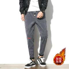 The trend of pants in the autumn, baggy pants, corduroy pants, loose students, teenagers, Haren casual pants 3XL 601 grey cashmere