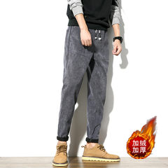 The trend of pants in the autumn, baggy pants, corduroy pants, loose students, teenagers, Haren casual pants 3XL 602 grey cashmere