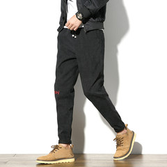 The trend of pants in the autumn, baggy pants, corduroy pants, loose students, teenagers, Haren casual pants 3XL 601 black