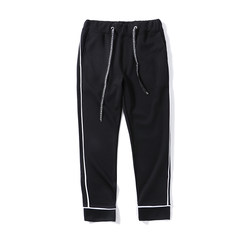 2017 new fall men's casual pants stripes all-match Harlan pants pants feet trend of Korean winter 3XL black