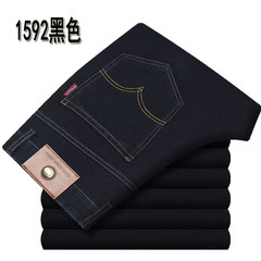 George wild apple autumn thick section middle-aged men loose straight waist jeans casual jeans men 38 yards, 3 feet, waist circumference 1592 black thick paragraph